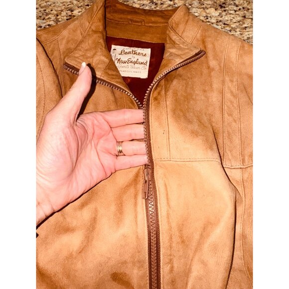 Vintage Leather by New England Classic Money Camel Leather Bomber Moto Jacket M - Picture 8 of 13
